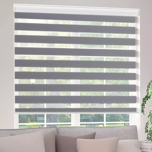 Persiana Rolo Double Vision Zebra 1,80l X 1,60a Cinza Escuro