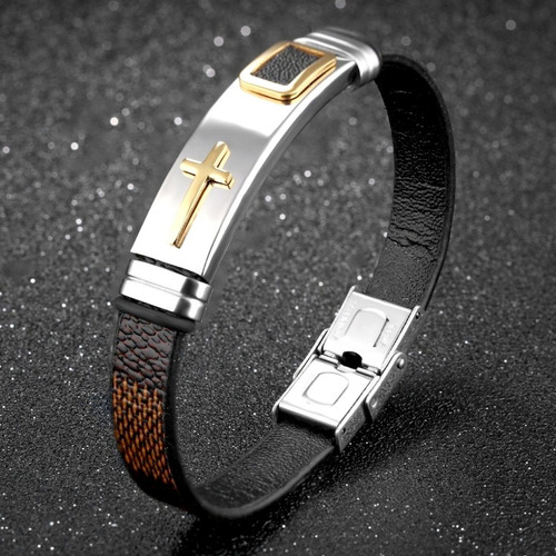 Imagem 4 de 5 de Pulseira Executiva Elegante Masculina Couro Luxo Alto Padrão