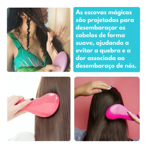 Kit 2 Escovas De Cabelo Magica Para Desembaraçar Anti Queda