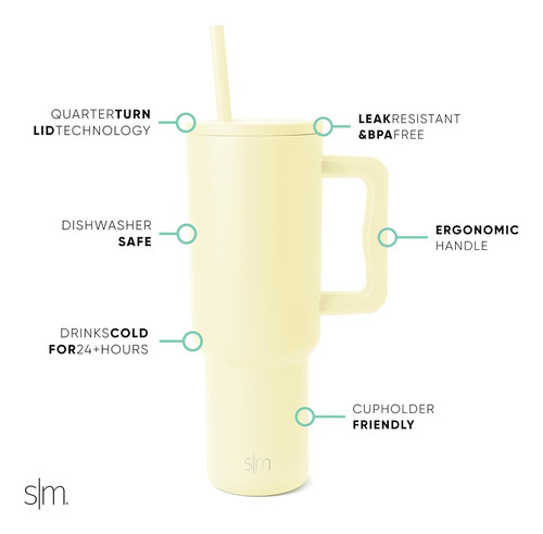 Vaso Moderno Asa Tapa Pajita Vaso Aislado Reutilizable