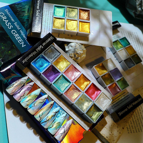 Glitter Shimmer Solid Watercolor Artist Beginners