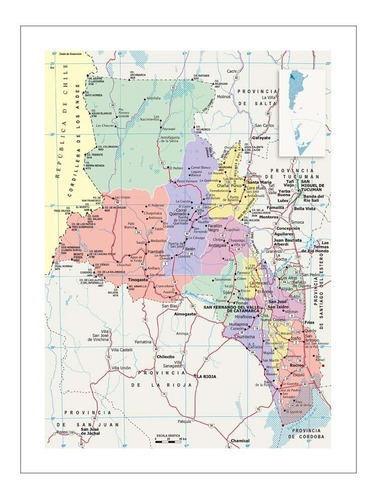 Lamina Fine Art Mapa Politico Catamarca 39x50 M Y C