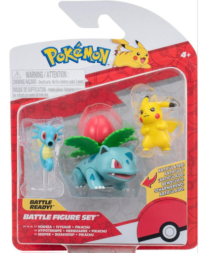 Pokemon Battle Figure Set - Horsea Ivysaur Pikachu Original