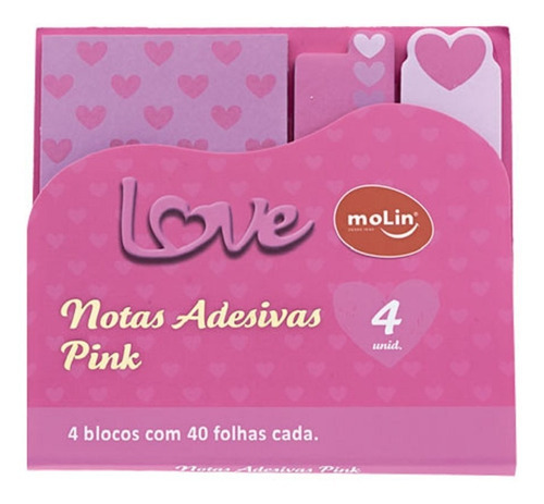 Bloco Notas Adesivas Coleção Pink Love 4 Blocos 31594 Molin