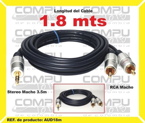 Cable 3.5mm A Rca Metálico 1.8m Ref: Aud18m Computoys Sas