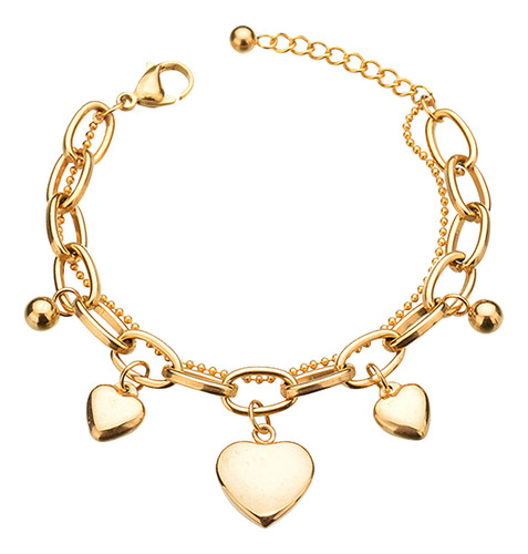 Pulsera De Acero Inoxidable Con Forma De Corazón Para Mujer