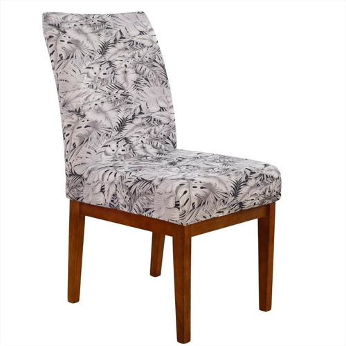 04 Capas P/ Cadeira Jantar Malha Gel Com Elástico Estampadas Cor White Flower Desenho do tecido Liso