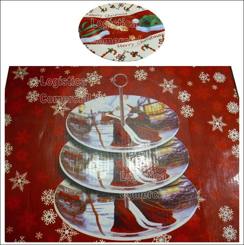 Imagen 1 de 9 de Hermosa Pasapalera De 3 Niveles Navidad Pasapalos Navideñas