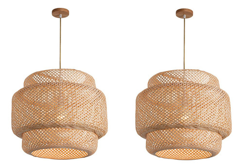 ' Lámpara Colgante De Techo De Bambú Artesanal De 2 Paquetes