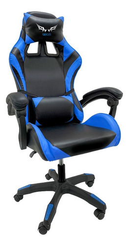 Silla de escritorio TodaTuCasa Orcus GC001 gamer ergonómica  negra y azul con tapizado de cuero sintético