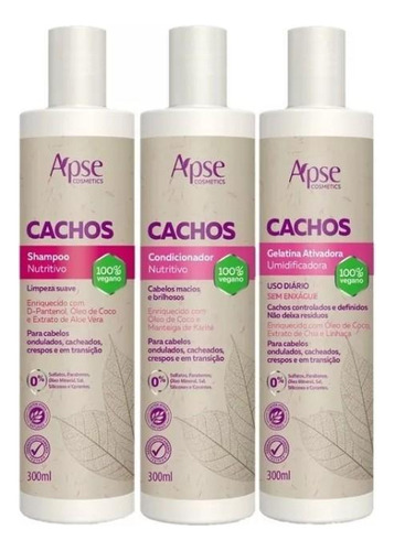 Kit Shampoo, Condicionador E Gelatina Cachos - Apse