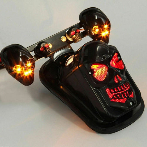 Harley Motocicleta Calavera Luz Trasera Con Flash Led