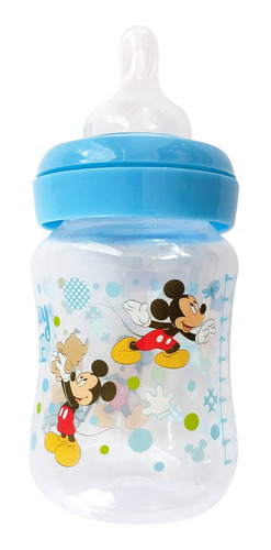 Imagen 2 de 4 de Mamadera Tetina Silicona Flujo Medio 250ml 3m+ Mickey Disney