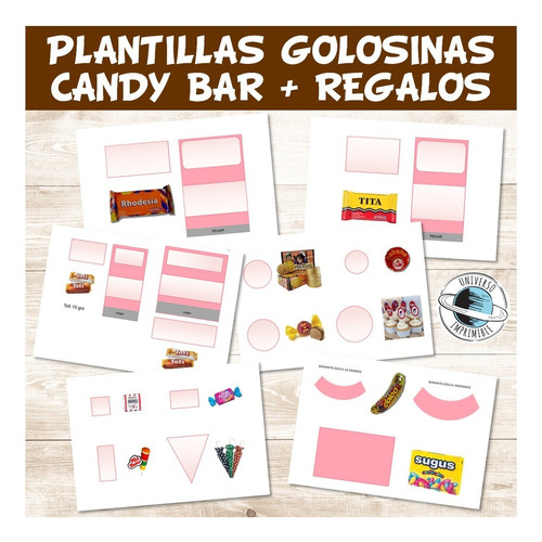 Pack Moldes Candy Bar Empresarial Plantillas Fondos Cliparts