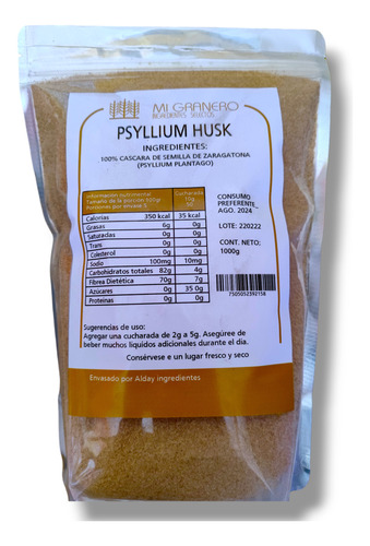 Psyllium Husk Plantago En Polvo Premium 1kg