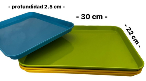 Bandeja De Melamina Rectangular Colores 30x22 Cm / Lauacu