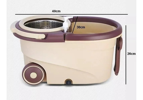 Mopa Centrifuga Acero Ruedas Manija + 2 Mopas Balde