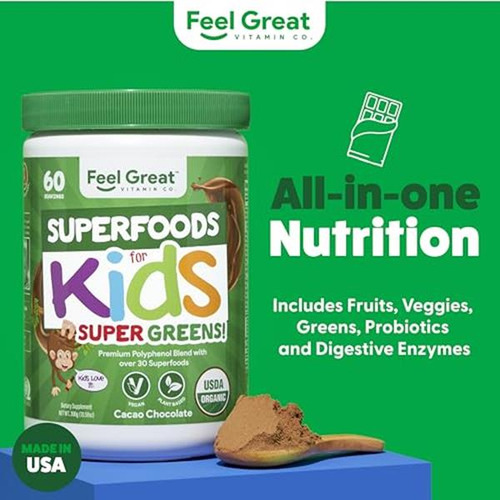 Super Greens Feel Great Para Niños - Chocolate