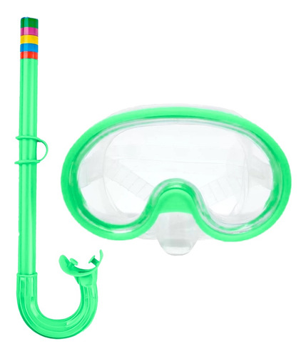 Kit Máscara Oculos Mergulho Snorkel Respirador Infantil Cor Verde