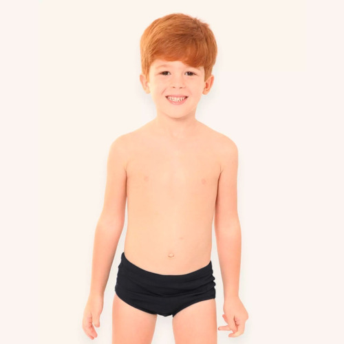 Sunga Lisa Infantil Praia Menino Uv50 Piscina Natação Preto