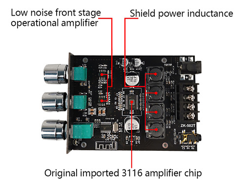 Módulo De Placa Amplificadora De Potencia 50wx2 Aux Y Bt5.0