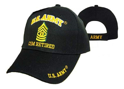 Ee. Uu. Army Csm Militar Retirado Black Gorra Bordada Sombre