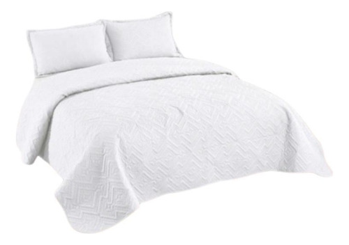 Cubre Cama Cobertor Unicolor White 2.5 Plaza King