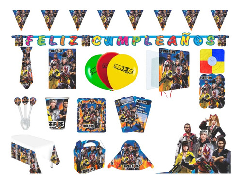 Kit Decoración Piñata Fiesta Infantil Free Fire