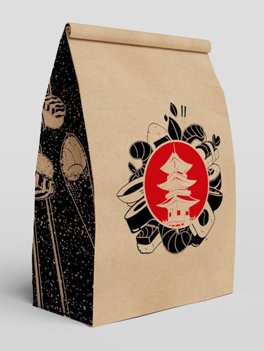 Imagem 1 de 4 de 100 Sacos De Papel Kraft 24x15,5x31cm Delivery Sushi Temaki