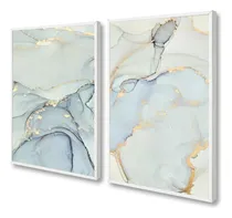 Comprar Quadros Decorativos Abstrato Azul Gold Moldura 60x80 Vidro