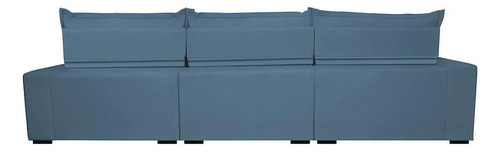 Sofá Retrátil Reclinável 3,52m Pocket Cama Inbox Soft Azul