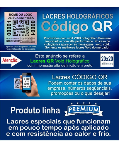 Lacre Void Holográfico Premium 20x20mm Personalizado 1000 Un
