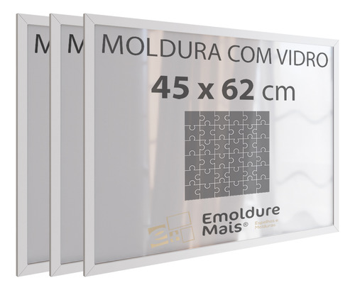 Kit 3 Moldura Com Vidro P/ Quebra Cabeça 45 X 62 1000 Peças