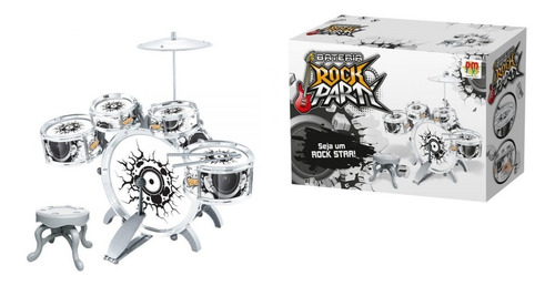 Bateria Para Criança Musical Infantil Com Pedal E Banco Rock