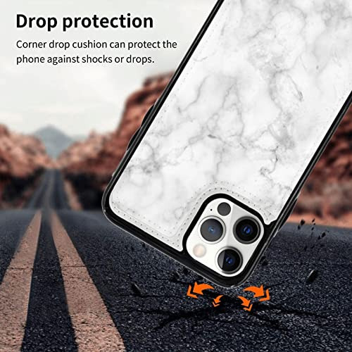 Funda Cartera Para iPhone 12 Pro/12 Blanco Marmol Piel Sinte