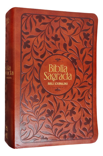 Biblia Nvi Bible Journaling Leitura Perfeita Com Espaço Para Anotações Capa Couro Soft Marrom Com Indice