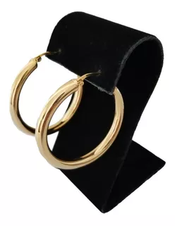 Argollas Para Mujer Tubular Lisas Acero Enchapado En Oro 18k