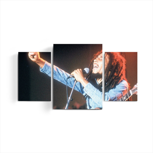 Cuadro Triptico Decorativo Musica Bob Marley Reggae Rasta