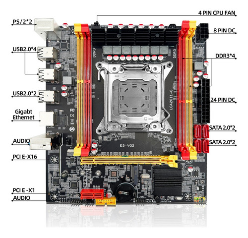 Placa Base X79 Vg2 Ddr3 Nvme M.2 Sata Para Intel Lga2011