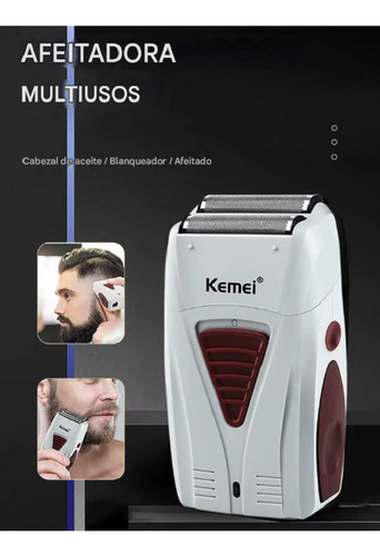 Rasuradora Eléctrica Kemei Precisión Y Maxima Comodidad Blanco
