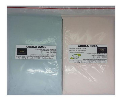 Argila Azul E Rosa 500gr Cada Pura Estética