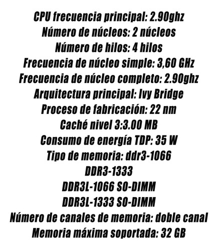 Intel Core I5 3380m 2.90 Ghz 35w 2 Núcleos 4 Hilos
