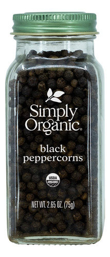 Simply Organic Granos De Pimienta Negra Entera, Organico Cer