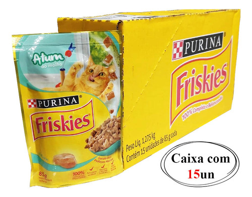 Kit 15 Sachê Friskies Gatos Adultos Atum 85g Caixa Fechada