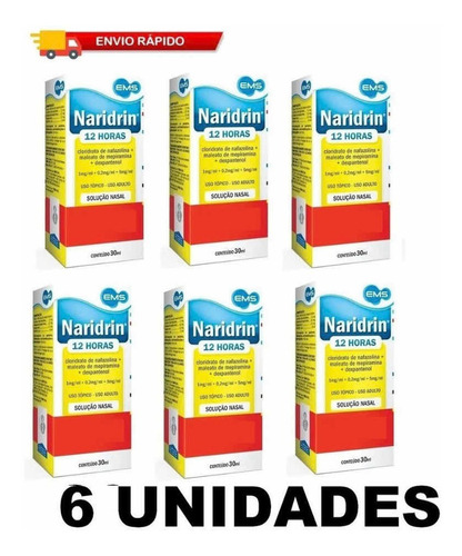 Kit 6 Naridrin Nasal 12h 30 Ml Descongestionante Menor Preço