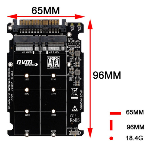 Adaptador M.2 Ssd A U.2 2 En 1 M.2 Nvme Y -bus Ngff Ssd A Pc