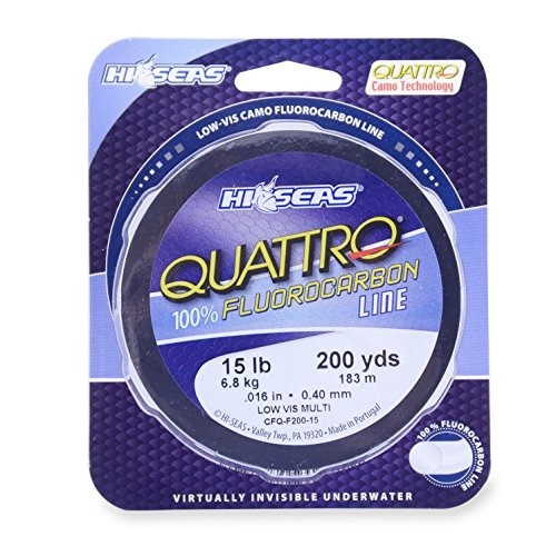 Hi-seas Quattro 100% Fluorocarbon Line, 8 Pound Test, 4 Colo