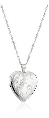 Corazon De Plata Esterlina Con Collar De Medallon De Maripos