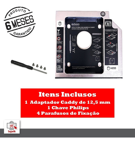 Imagem 4 de 6 de Case Caddy Hd Ssd Sata Adaptador Gaveta Dvd Notebook 12,7mm