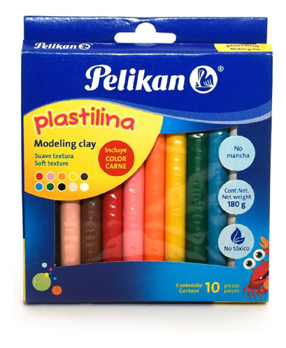 Plastilina Larga En Barra Marca Pelikan Caja Con 10 Barras 